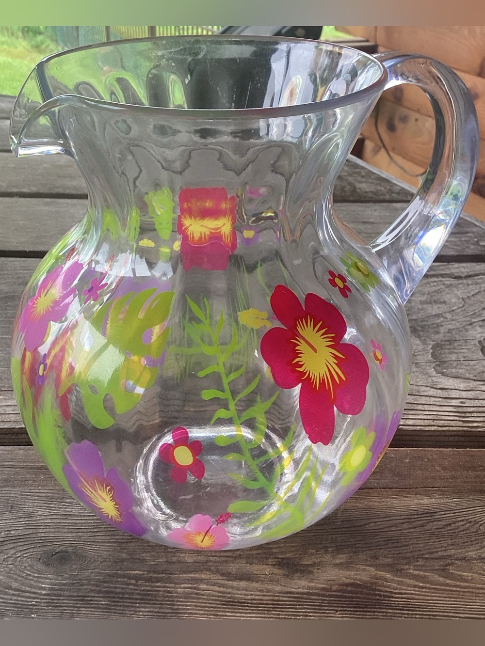 Party Pitcher with Hibiscus Flower Design - 64 ounces